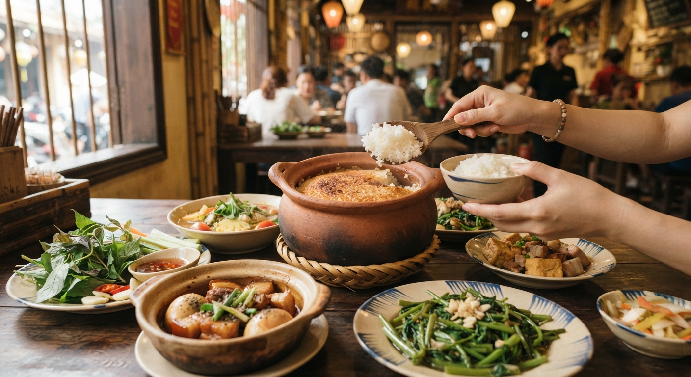 Sự kết hợp hoàn hảo giữa cơm niêu và các món ăn truyền thống Việt Nam