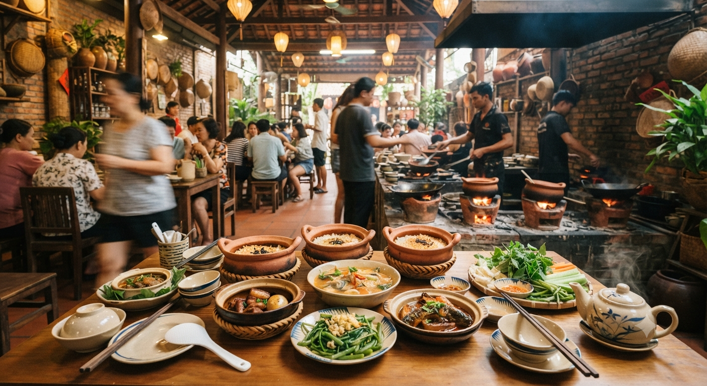 Tổng quan về phong cách ẩm thực và không gian tại Cơm Niêu Tuấn Long Thành